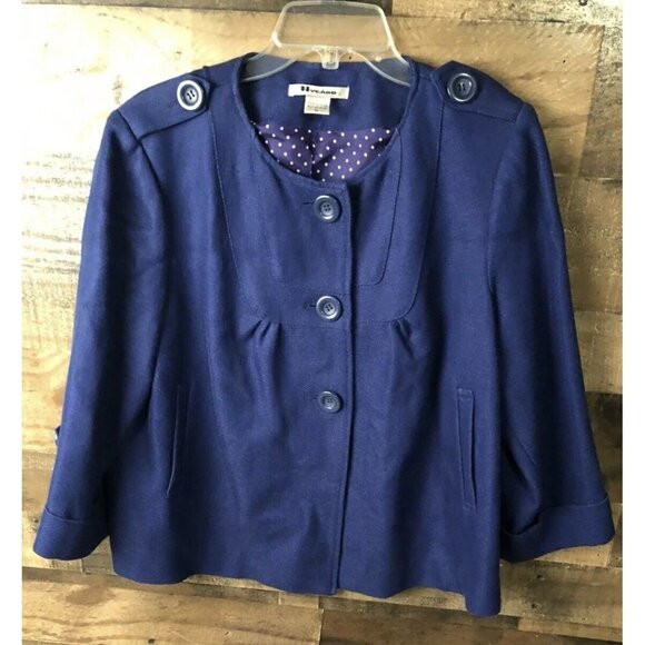 Nygard Womens Sz 10 Blue Linen Ray Blazer Jacket m Nautical Military Peter - Picture 3 of 12